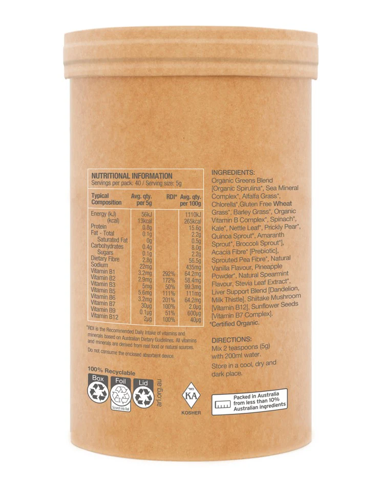 Amazonia Raw Real Food Nutrients Organic Greens Vanilla Mint - Image 4