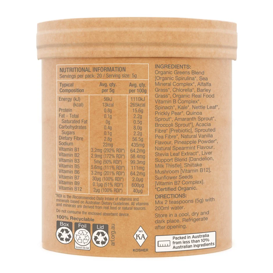 Amazonia Raw Real Food Nutrients Organic Greens Vanilla Mint - Image 7