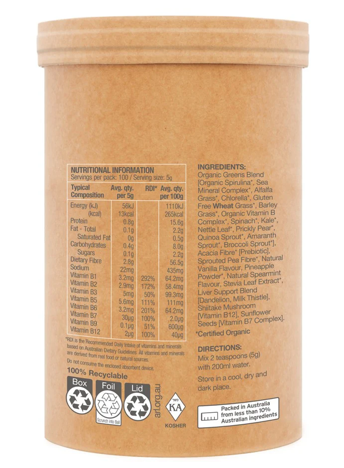 Amazonia Raw Real Food Nutrients Organic Greens Vanilla Mint - Image 8