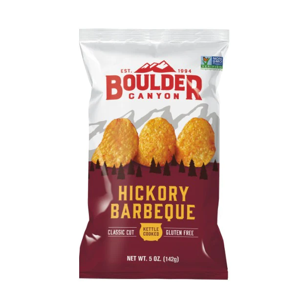 Boulder Canyon Hickory Barbeque Chips 142g - Box of 12
