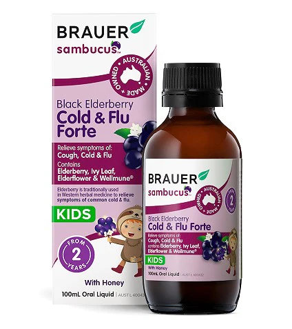Brauer Black Elder Cold & Flu Forte for Kids 100ml