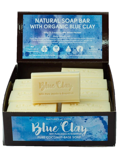Clover Fields Blue Clay with Grapefruit 150g Bar Soap (box of 16)