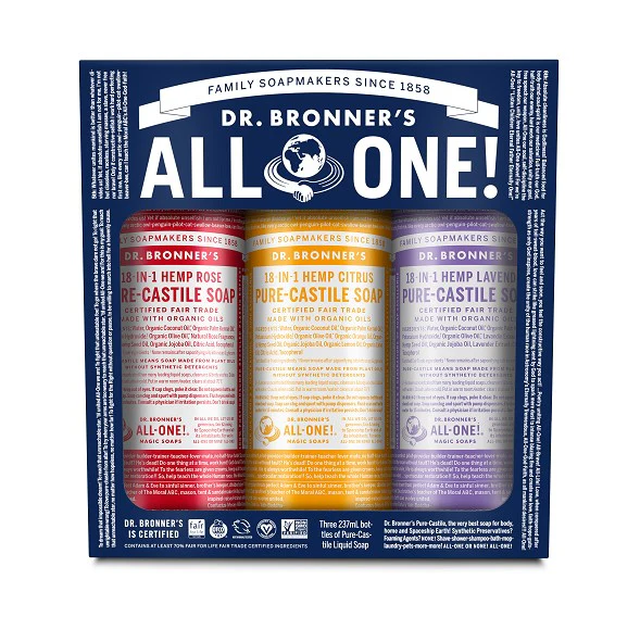Dr. Bronner's Liquid Castile Soap Carnival Pack of 3