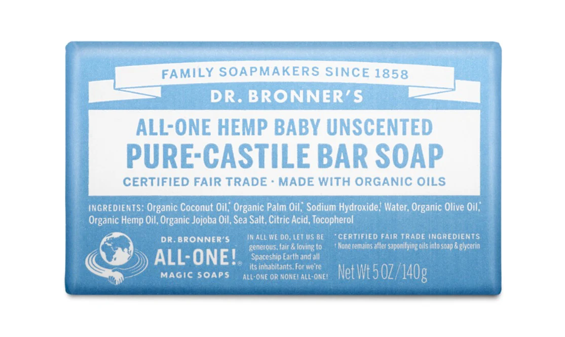Dr Bronner's 18-in-1 Pure Castile MAGIC BAR SOAP Baby Unscented 140g