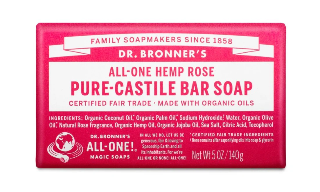 Dr Bronner's 18-in-1 Pure Castile MAGIC BAR SOAP Rose 140g