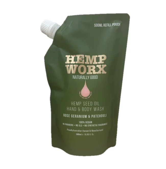 Hemp Worx Rose Geranium & Patchouli Body Wash 500ml Refill