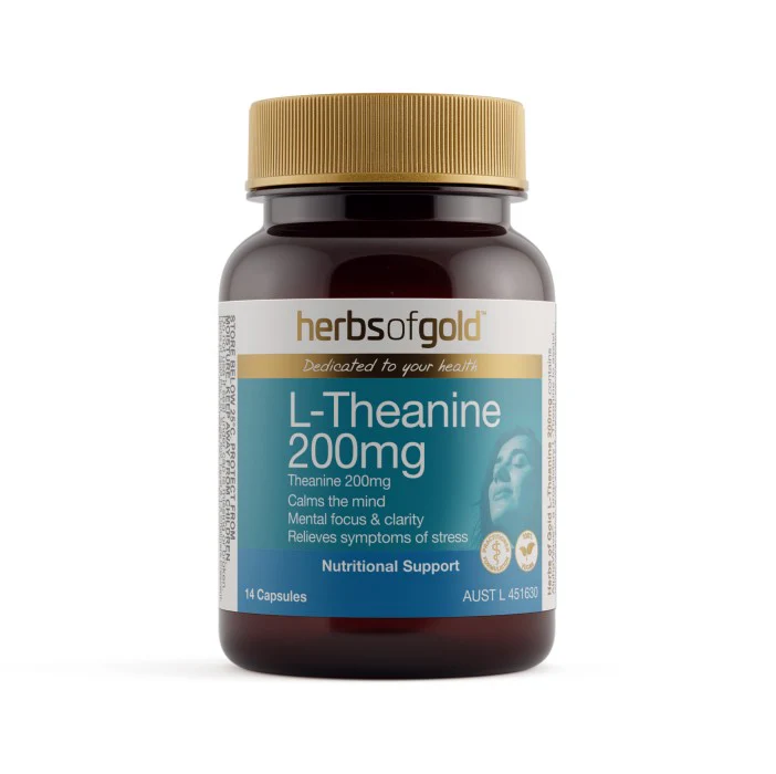 Herbs of Gold L-Theanine 200mg 14 Veggie Capsules