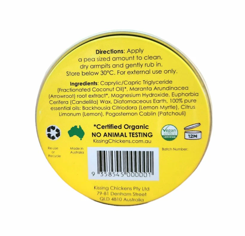 Kissing Chickens Natural Deodorant Paste Lemon Myrtle 35g - Image 2
