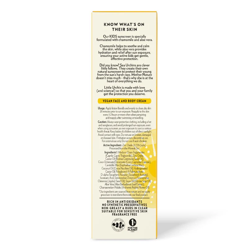 Little Urchin KIDS Natural Clear Zinc Sunscreen SPF 50 100g - Image 2