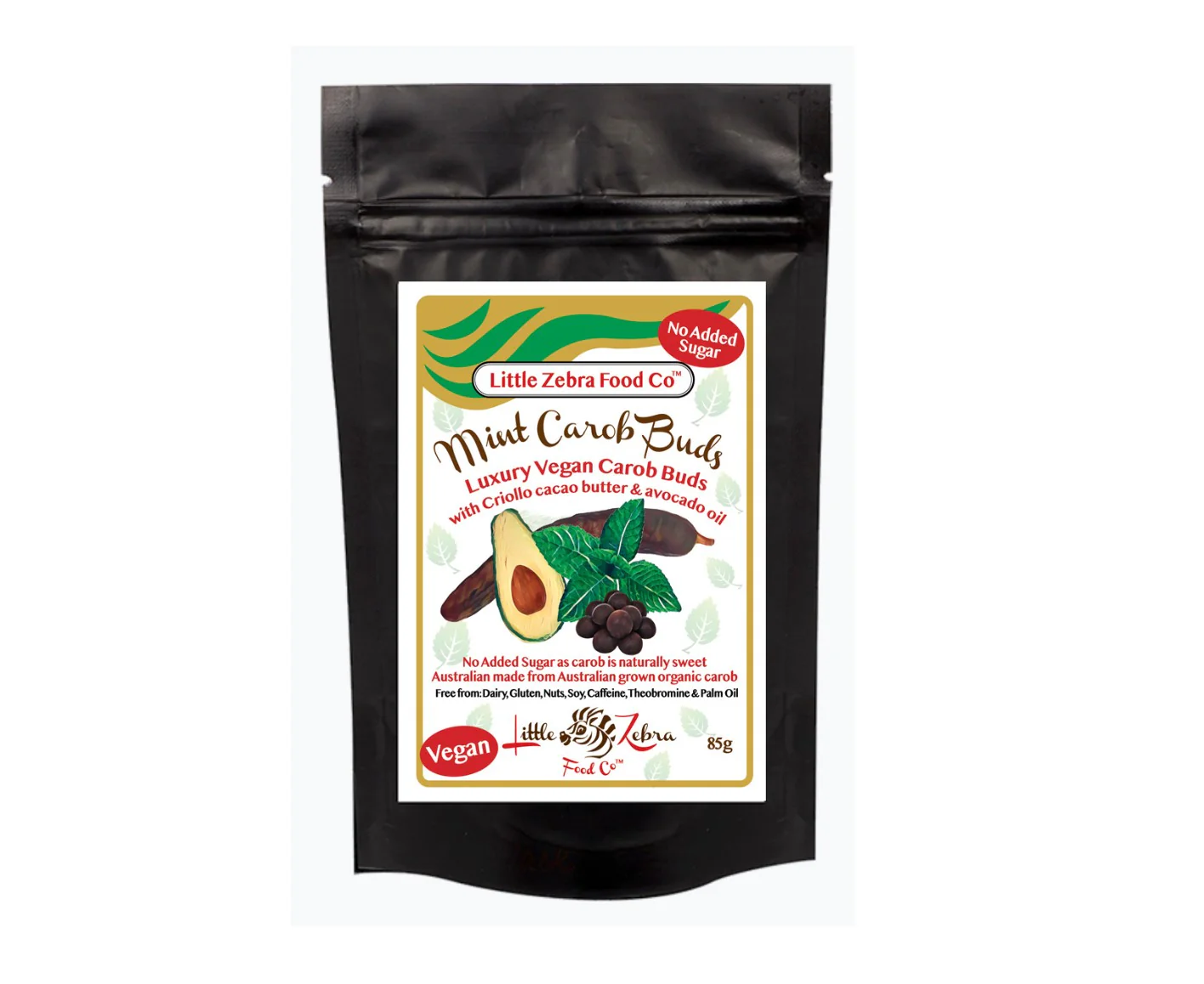 Little Zebra Chocolates Mint Carob Buds 85g pouch