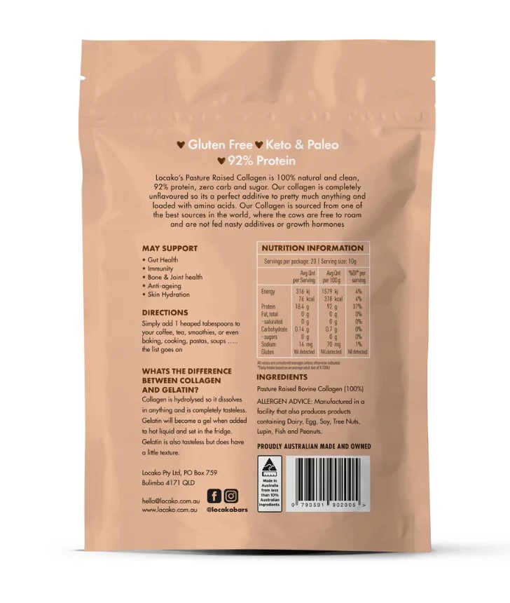 Locako Pasture Raised Collagen Natural 400g - Image 2