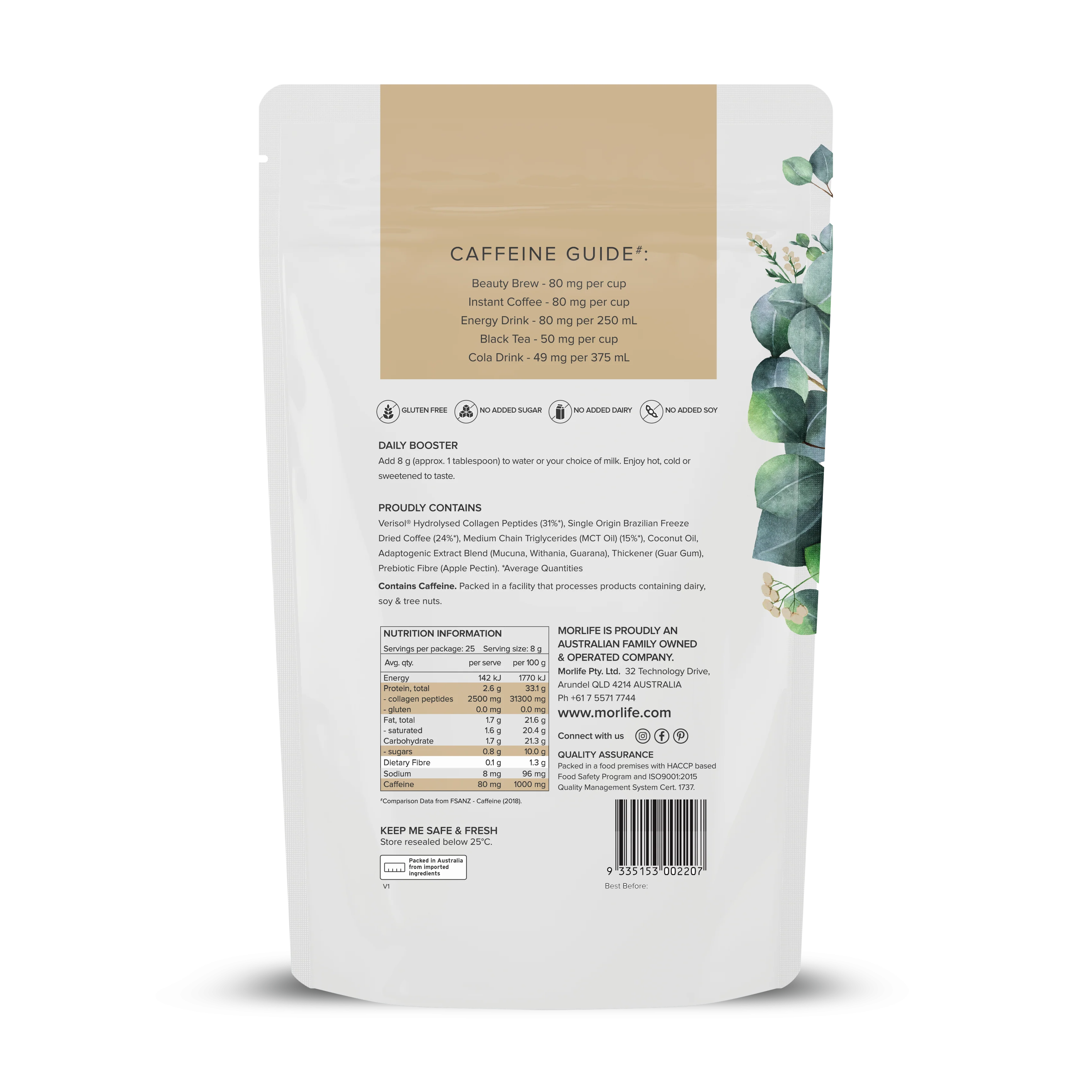 Morlife Beauty Collagen Brew Protein Coffee 200g - Image 2