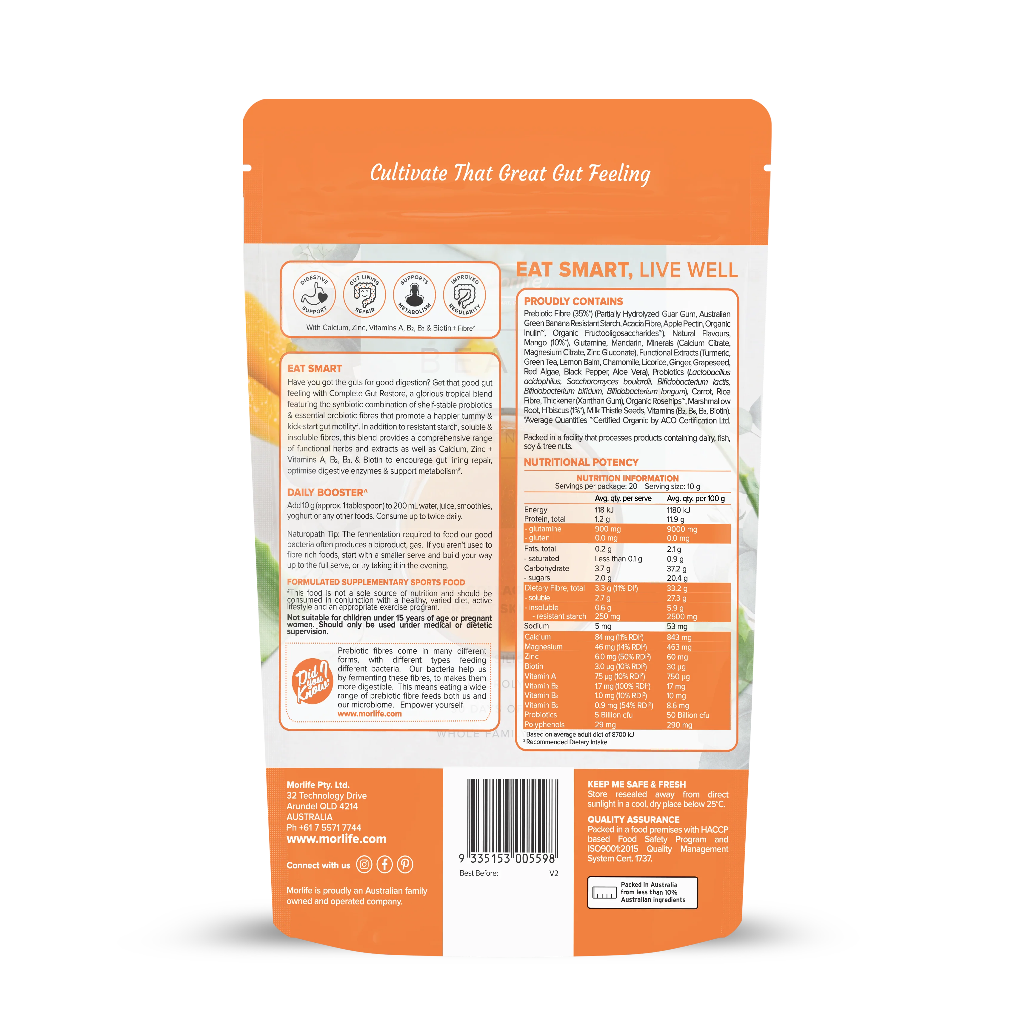 Morlife Complete Gut Restore Tropical Mango - Image 3