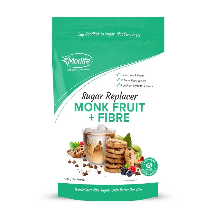 Morlife Sugar Replacer Monk Fruit + Fibre 450g