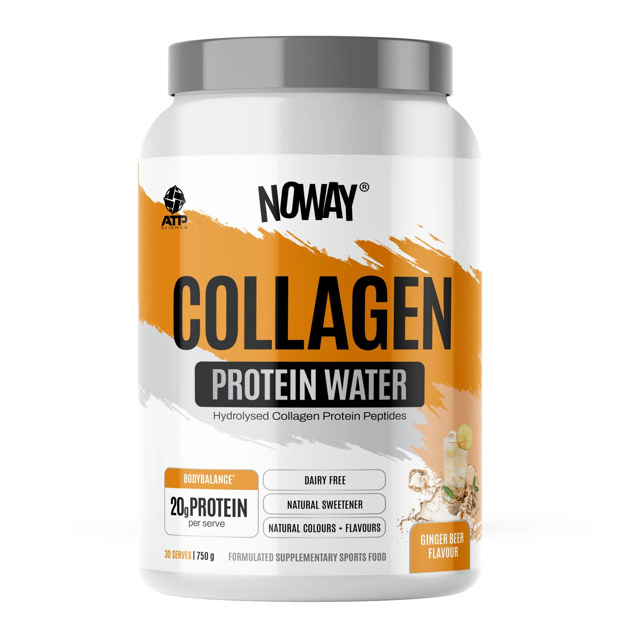 NOWAY Collagen Protein Water Ginger Beer 30 Serve Tub 750g
