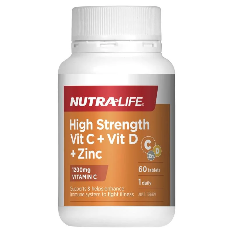 Nutra-Life High Strength Vitamin C + Vitamin D + Zinc