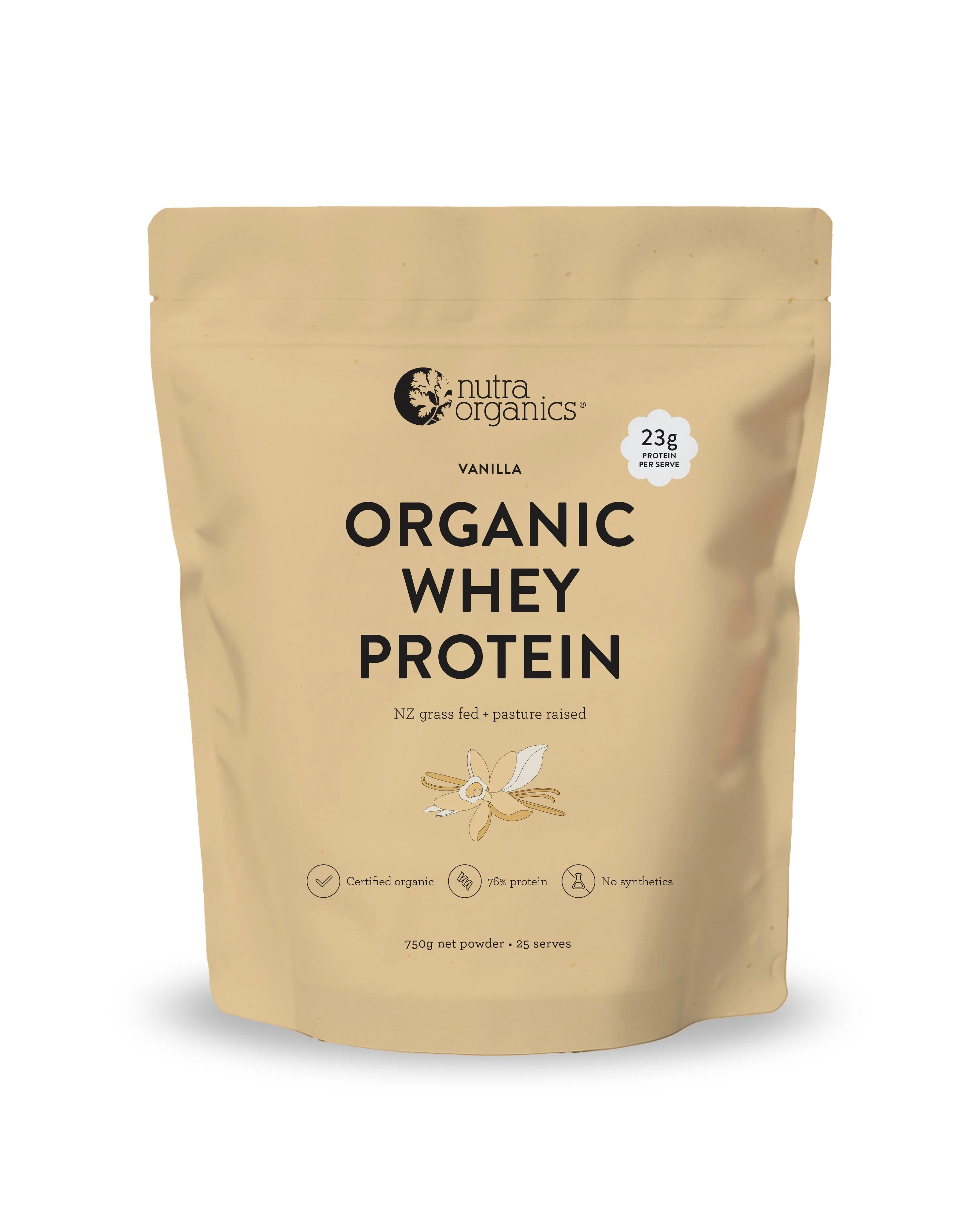 Nutra Organics Whey Protein Vanilla Certified Organic 750g