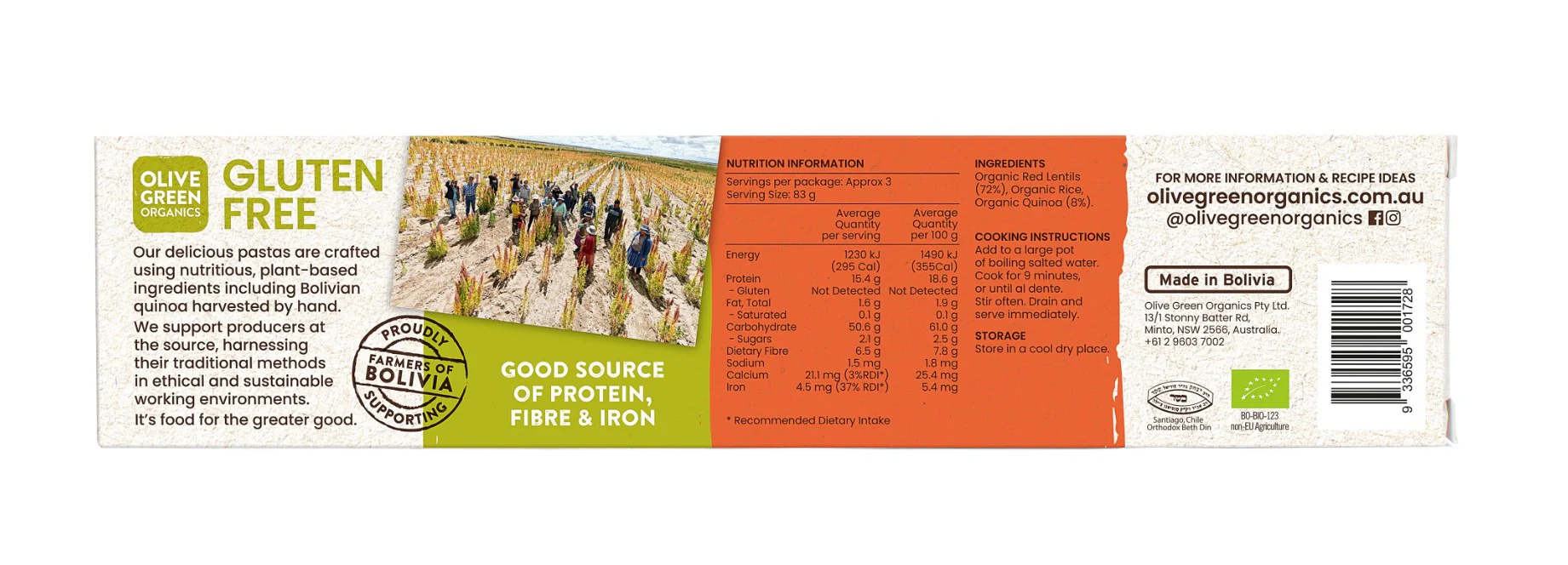 Olive Green Organics Gluten Free Red Lentil & Quinoa Pasta Spaghetti 250g - Image 2