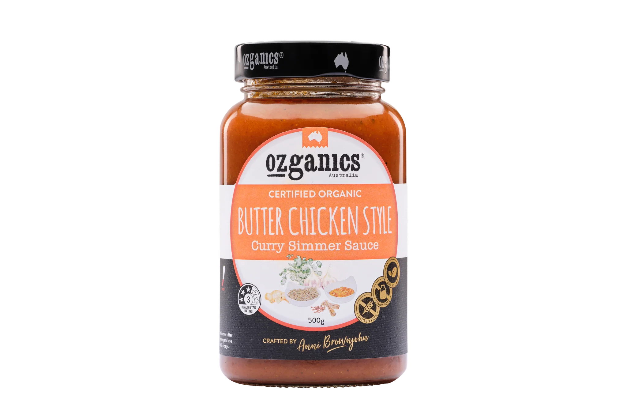 Ozganics Butter Chicken Curry Sauce Certified Organic 500g