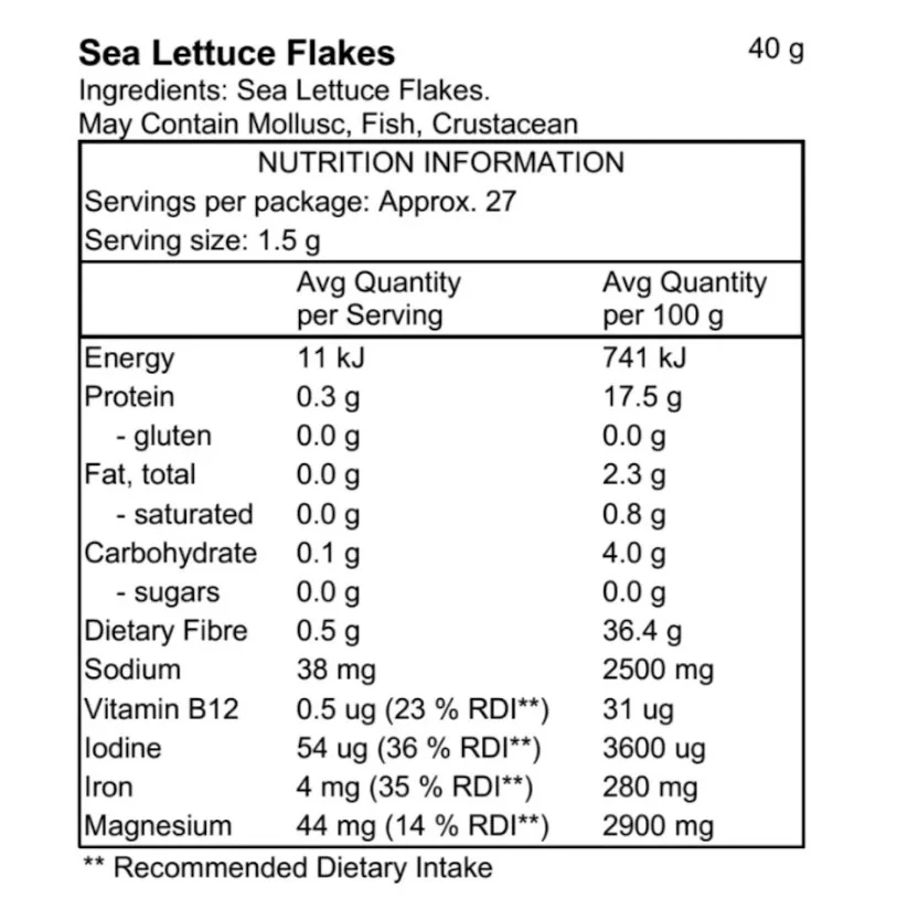 Pacific Harvest Sea Lettuce Flakes 40g - Image 3