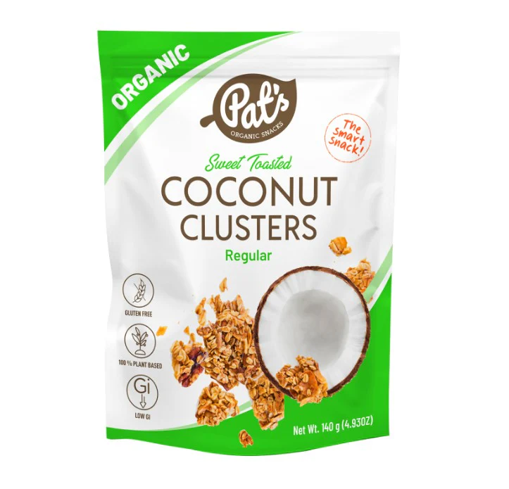 Pat's Organic Snacks Coconut Clusters Original 140g - Box of 12