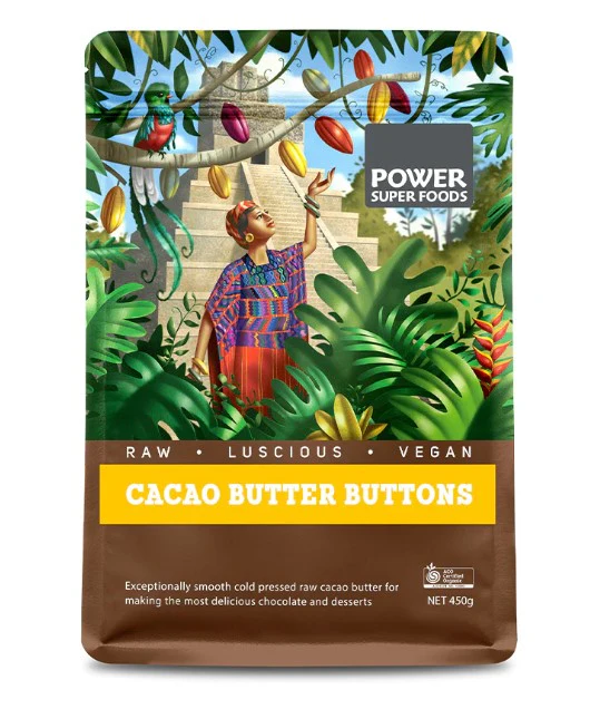 Power Super Foods Cacao Butter Raw Buttons Origin Certified Organic