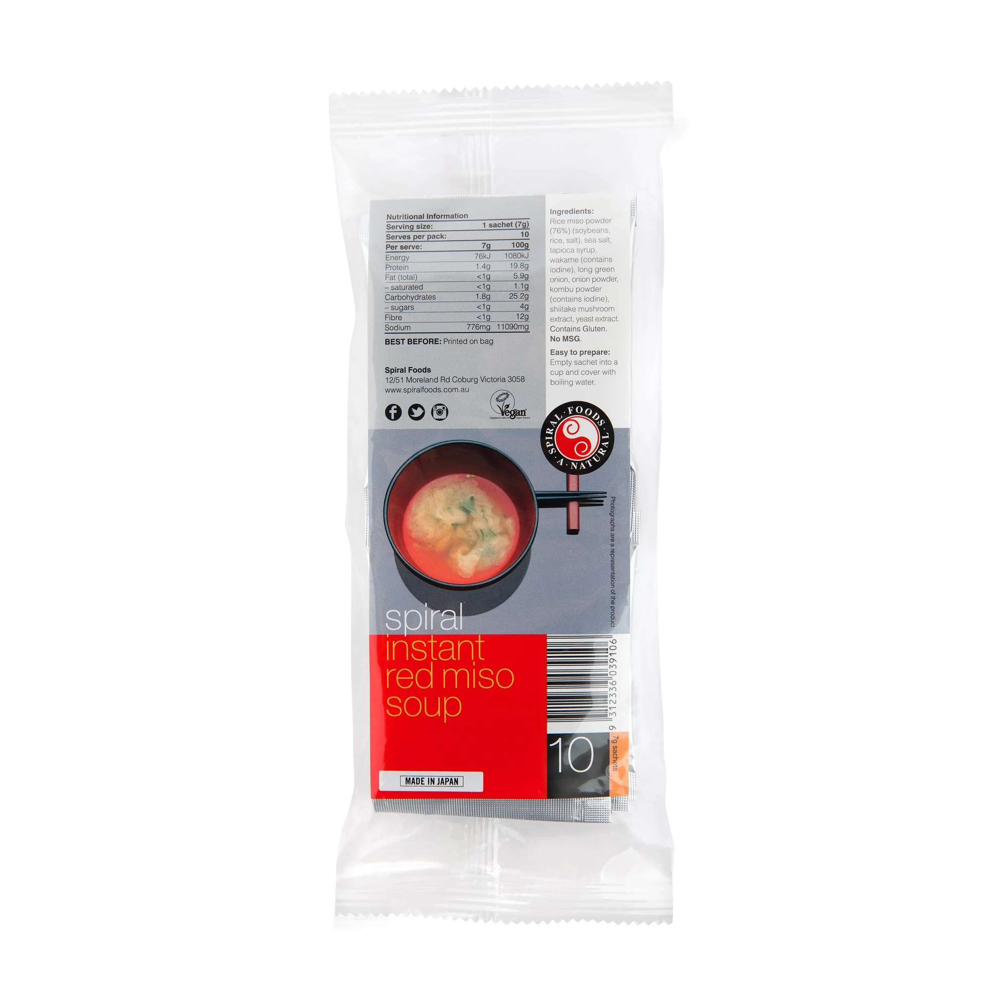 Spiral Foods Instant Miso Red 7g Pack of 10