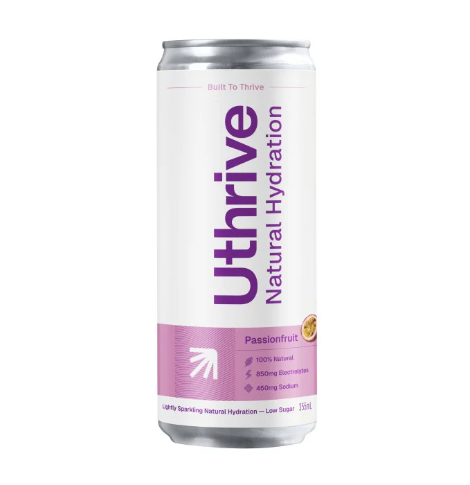Uthrive Natural Hydration Passionfruit Carbonated 355ml - Box of 12 - Image 2